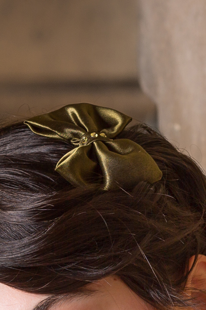 noeud kaki made in france accessoire cheveux