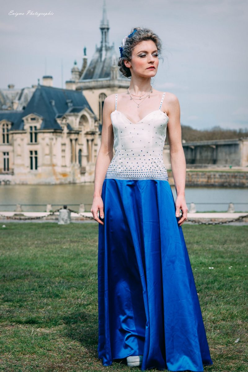 robe du soir made in france bleu