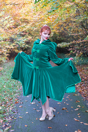 manteau elfique vert made in france