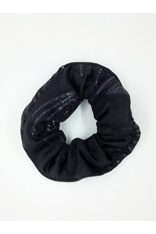 chouchou cheveux scrunchie made in france accessoire cheveux noir paillete