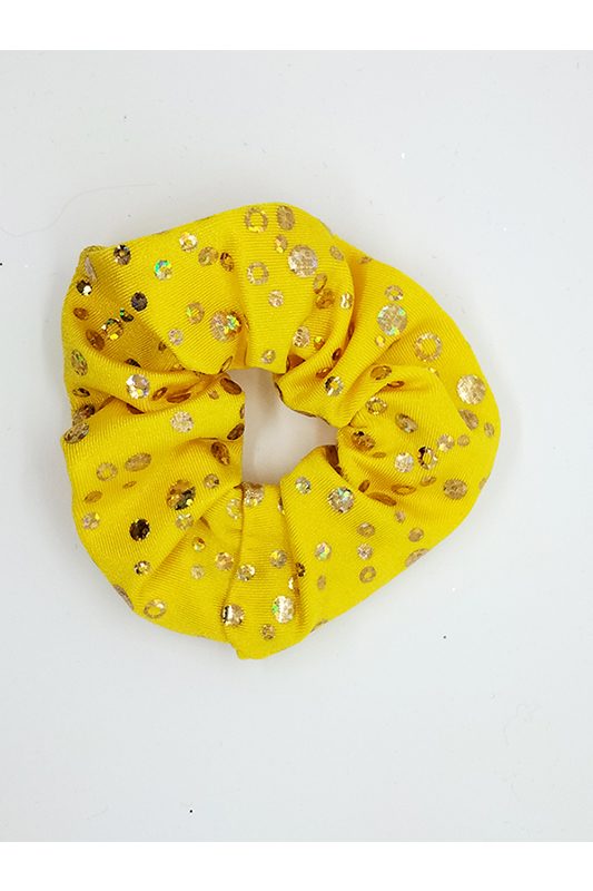 chouchou cheveux scrunchie made in france accessoire coiffure jaune et or