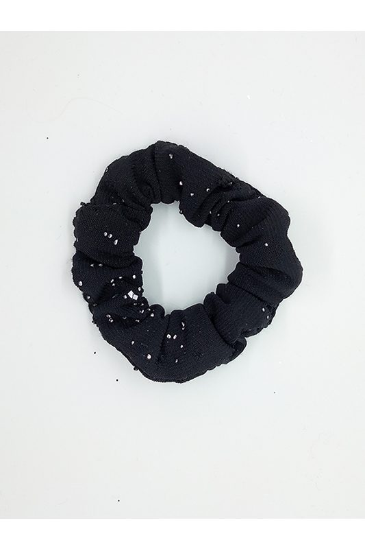chouchou cheveux scrunchie made in france accessoire coiffure noir argent