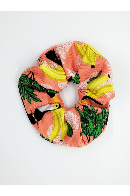 chouchou cheveux scrunchie made in france orange motifs accessoire coiffure artisanal
