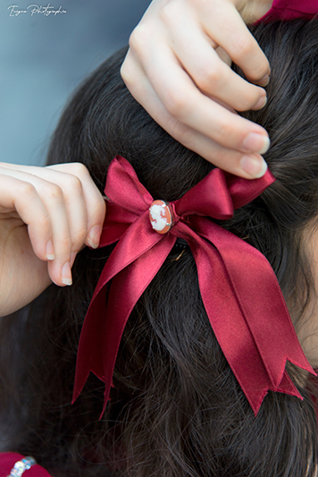 noeud pour cheveux bordeaux made in france