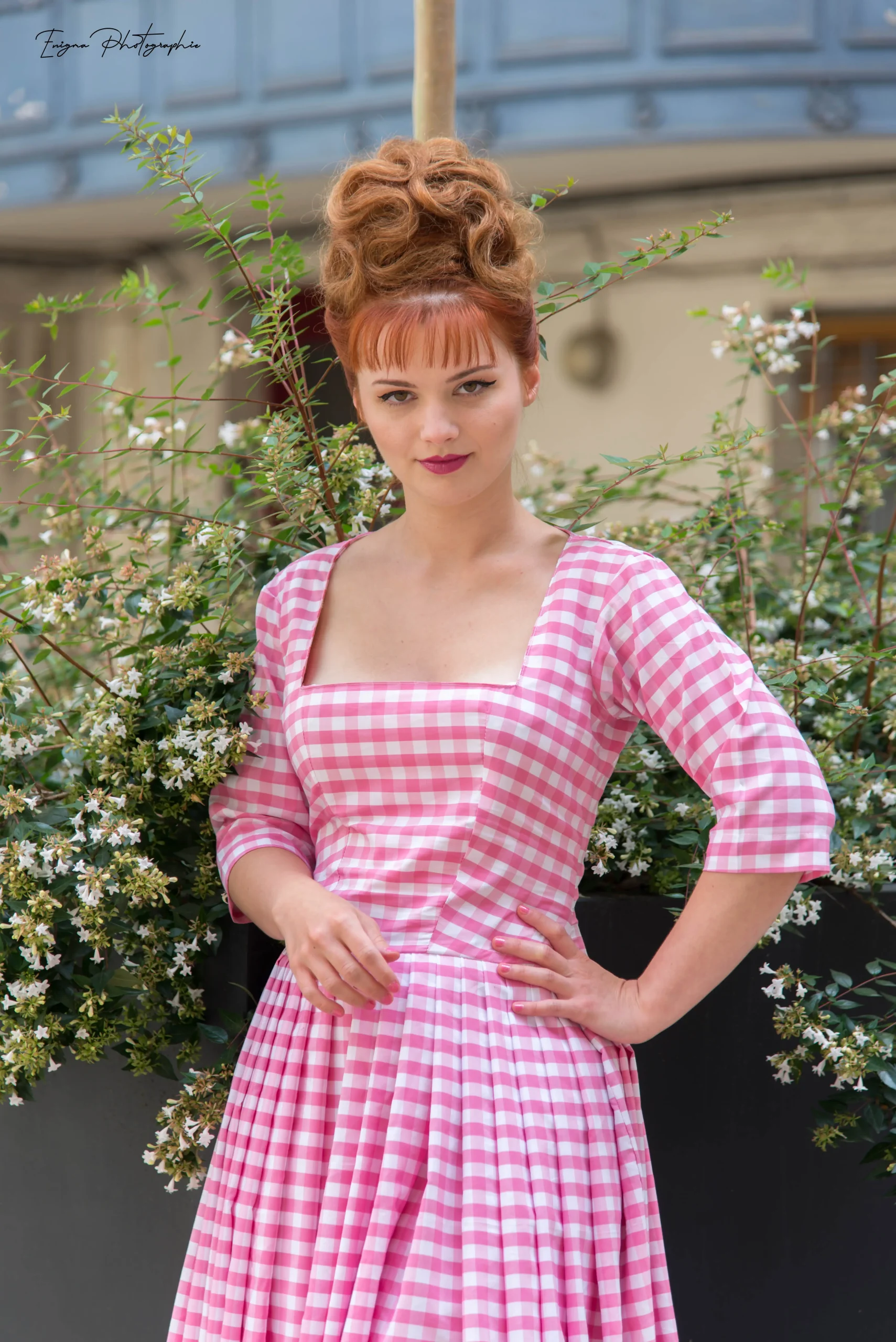 robe made in france fait main vintage vichy rose