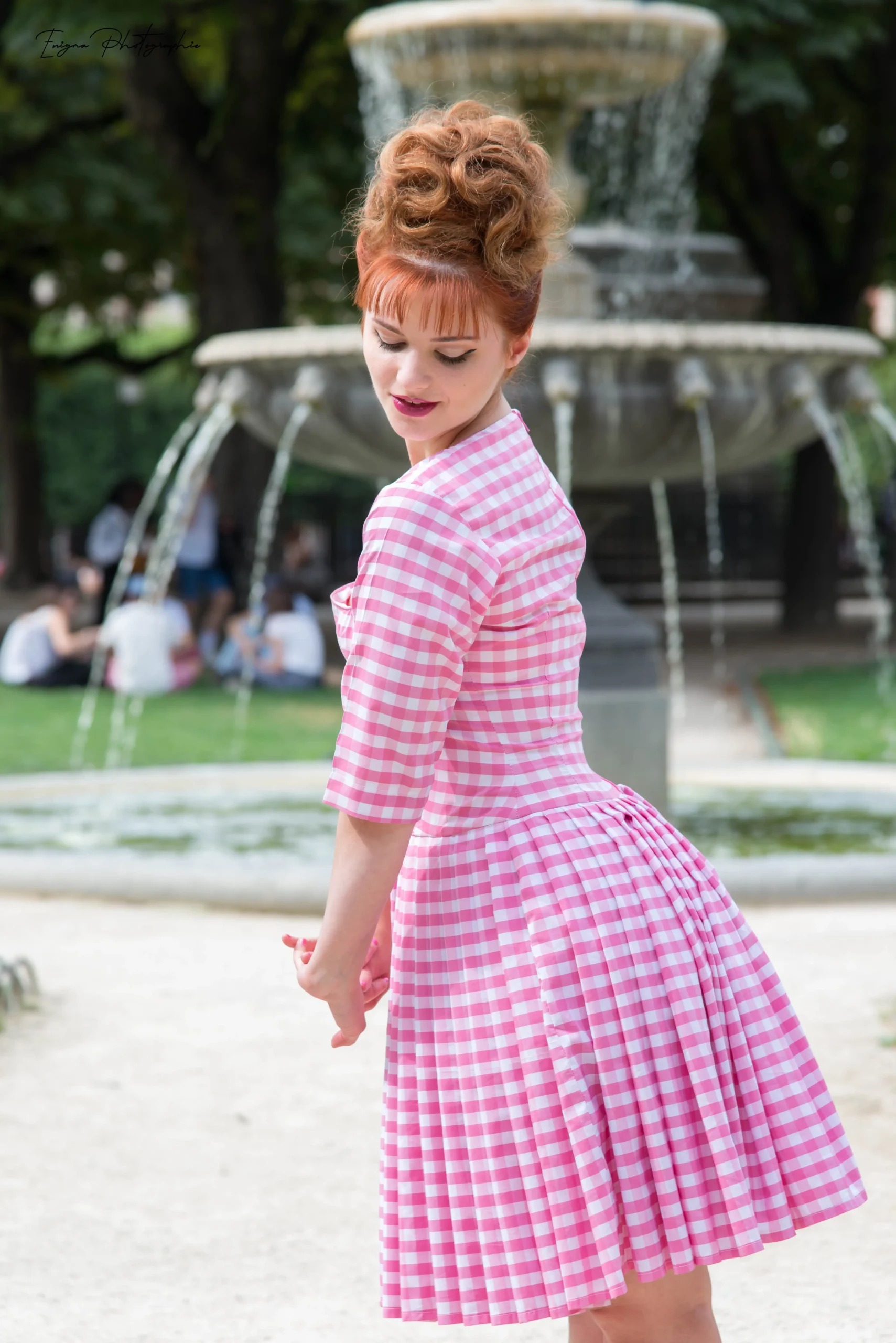 robe made in france fait main vintage vichy rose