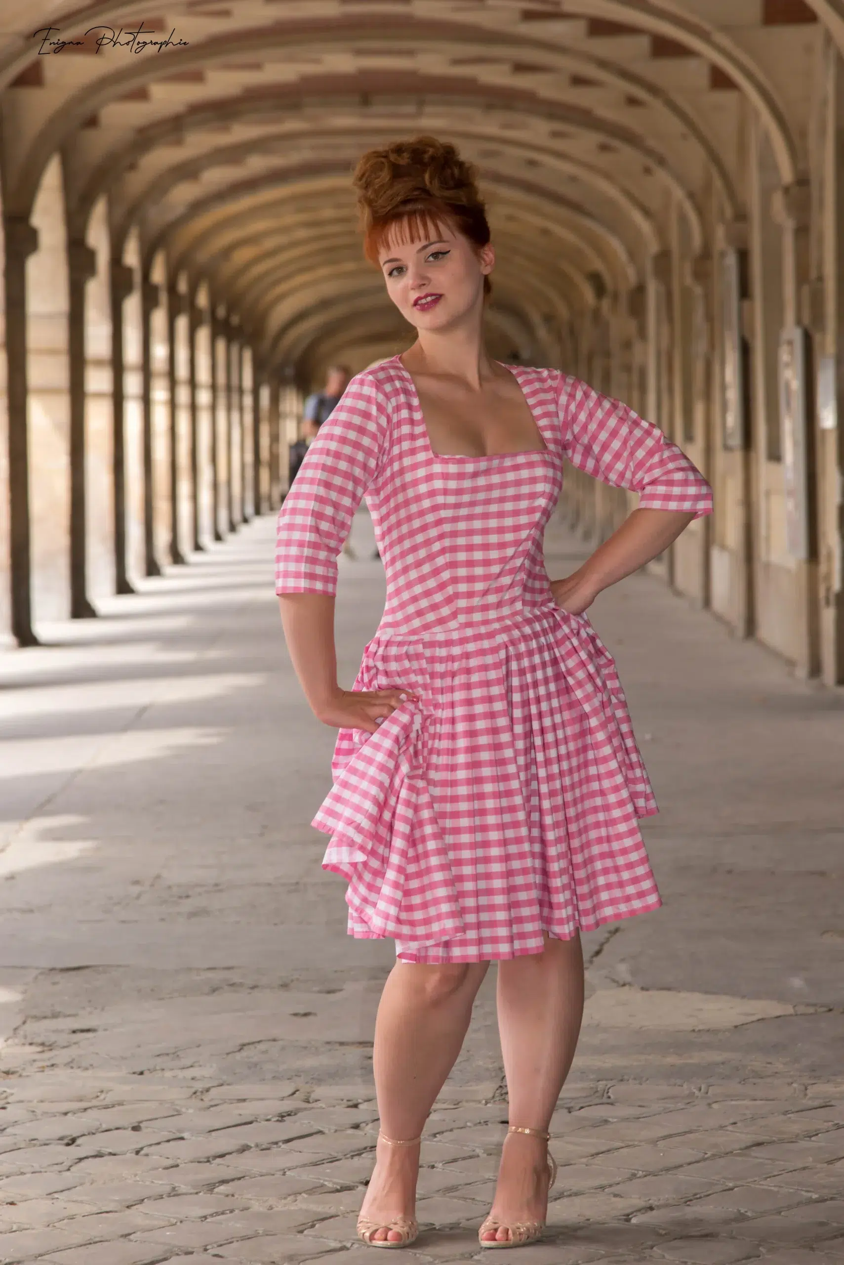 robe made in france fait main vintage vichy rose