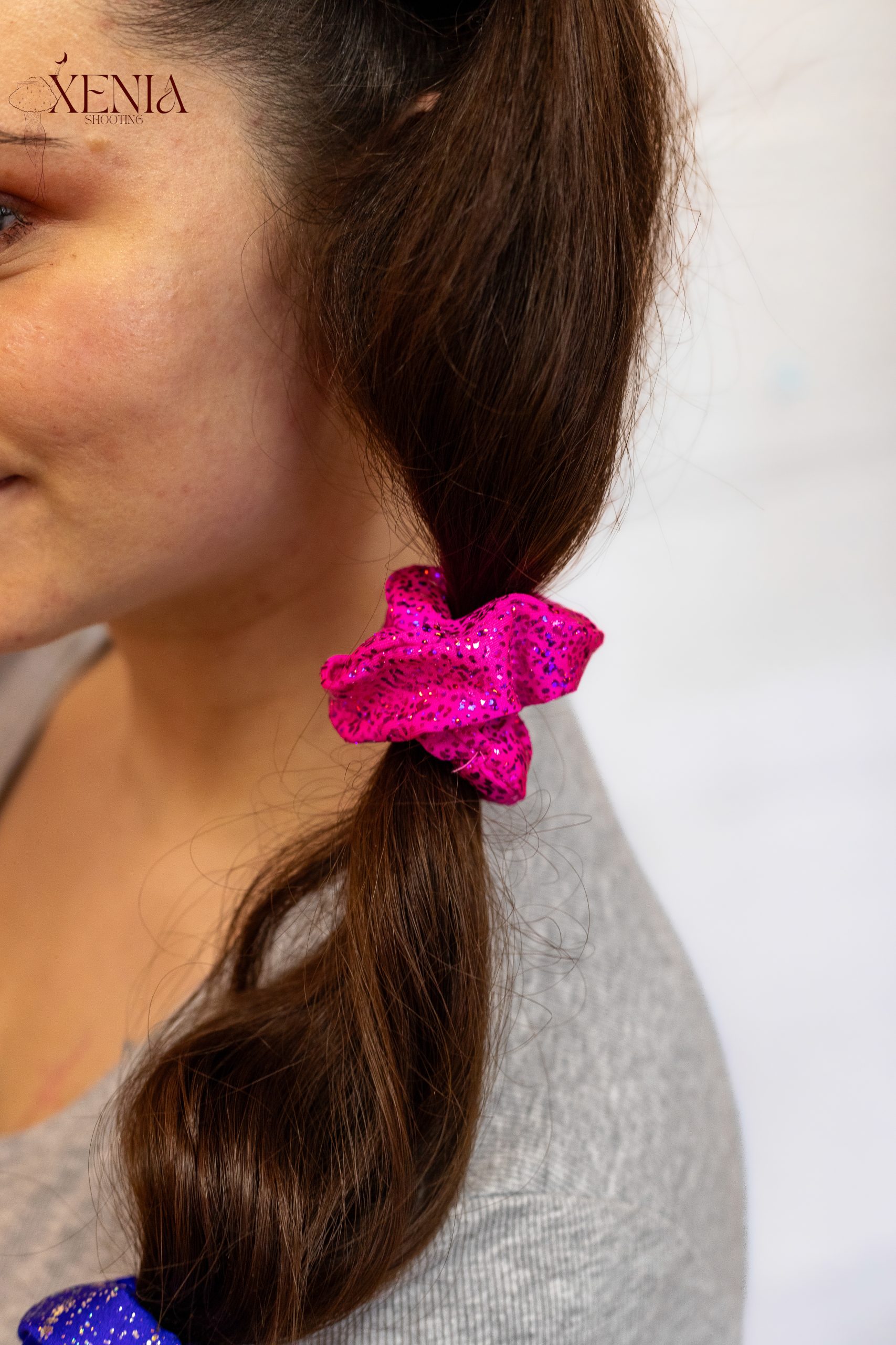 chouchou cheveux fuchsia lamé made in france