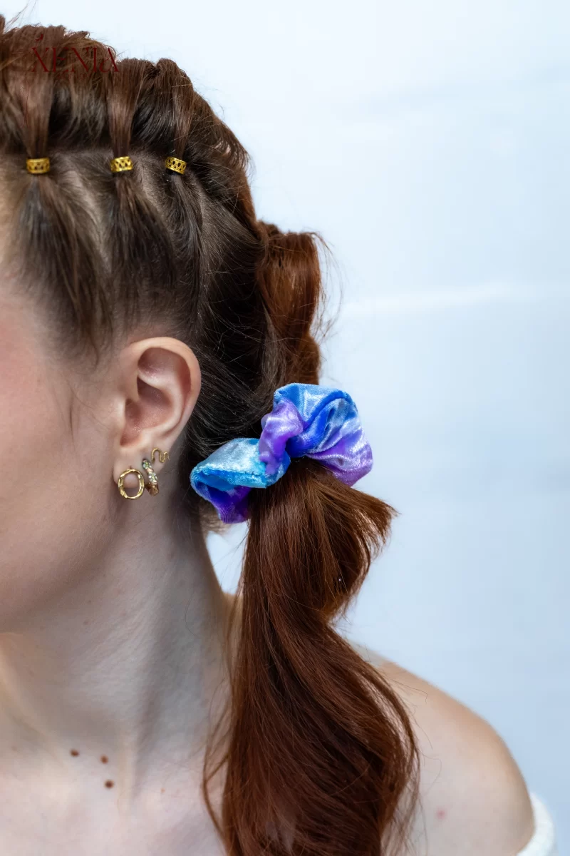 petit chouchou cheveux en velours mauve made in france