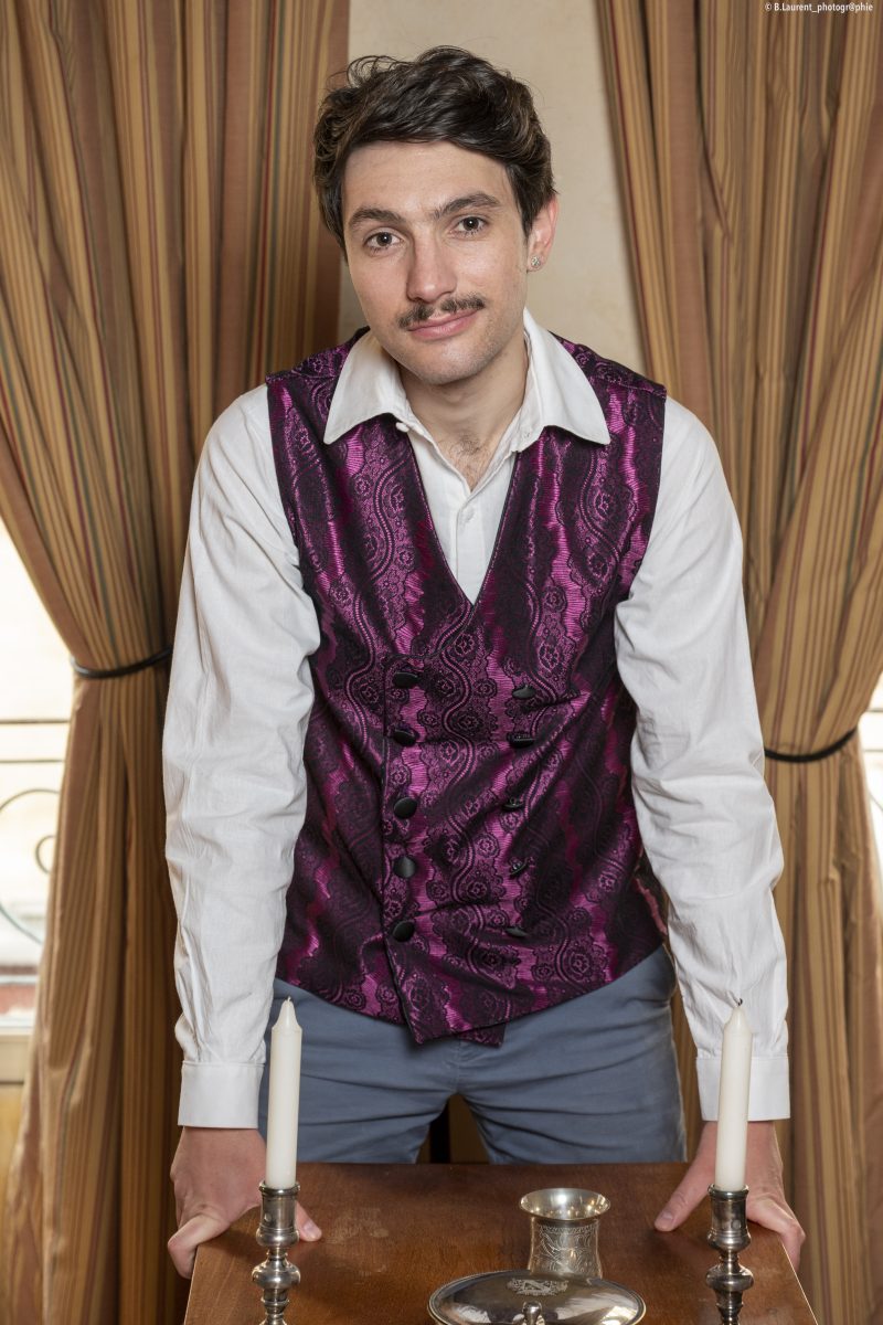 gilet homme satin prune