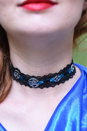 choker bleu steampunk made in france