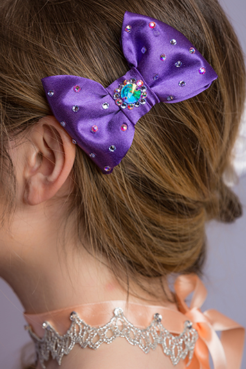 noeud pour cheveux en satin violet made in france