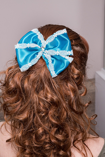 accessoire cheveux turquoise made in france noeud baroque