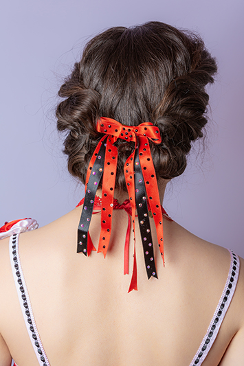 noeud pour cheveux rouge et noir made in france