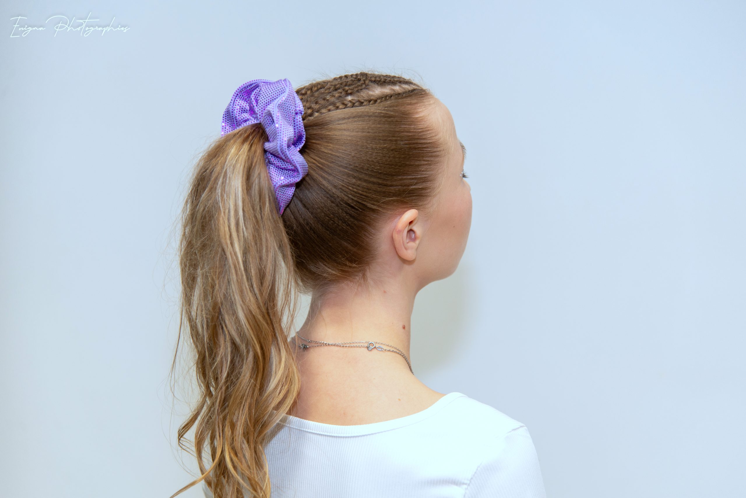 chouchou cheveux made in france lycra mauve pailleté