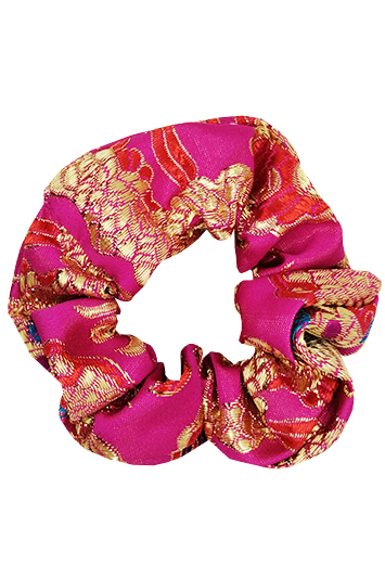 chouchou cheveux made in france jacquard fuchsia