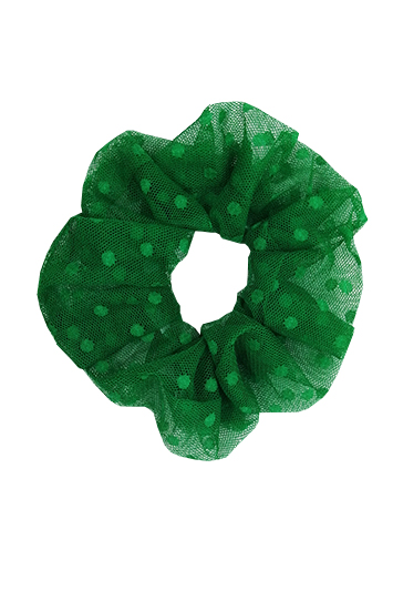 chouchou cheveux made in france fait main tulle plumetis vert
