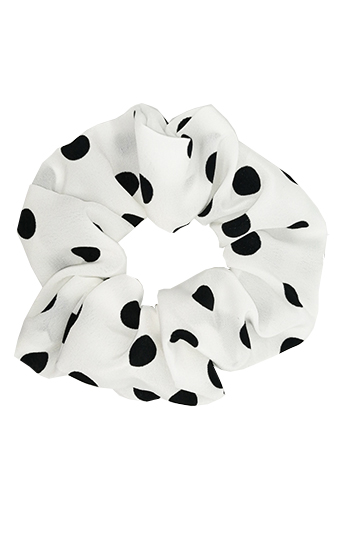 chouchou cheveux blanc pois noirs made in france