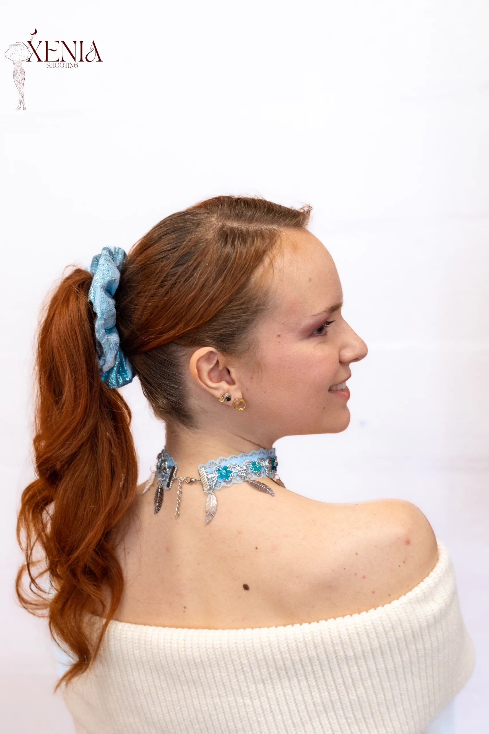 chouchou cheveux made in france bleu ciel