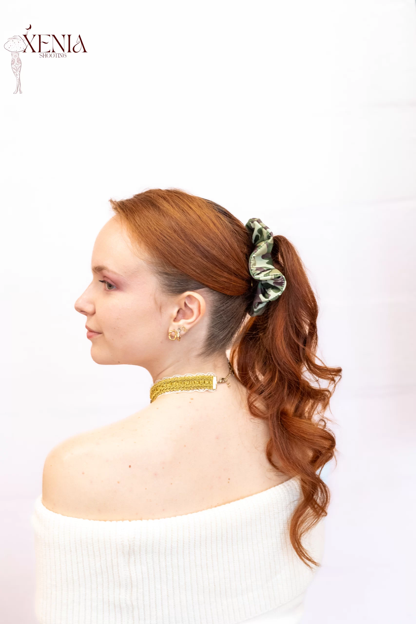 chouchou cheveux made in france kaki treillis militaire