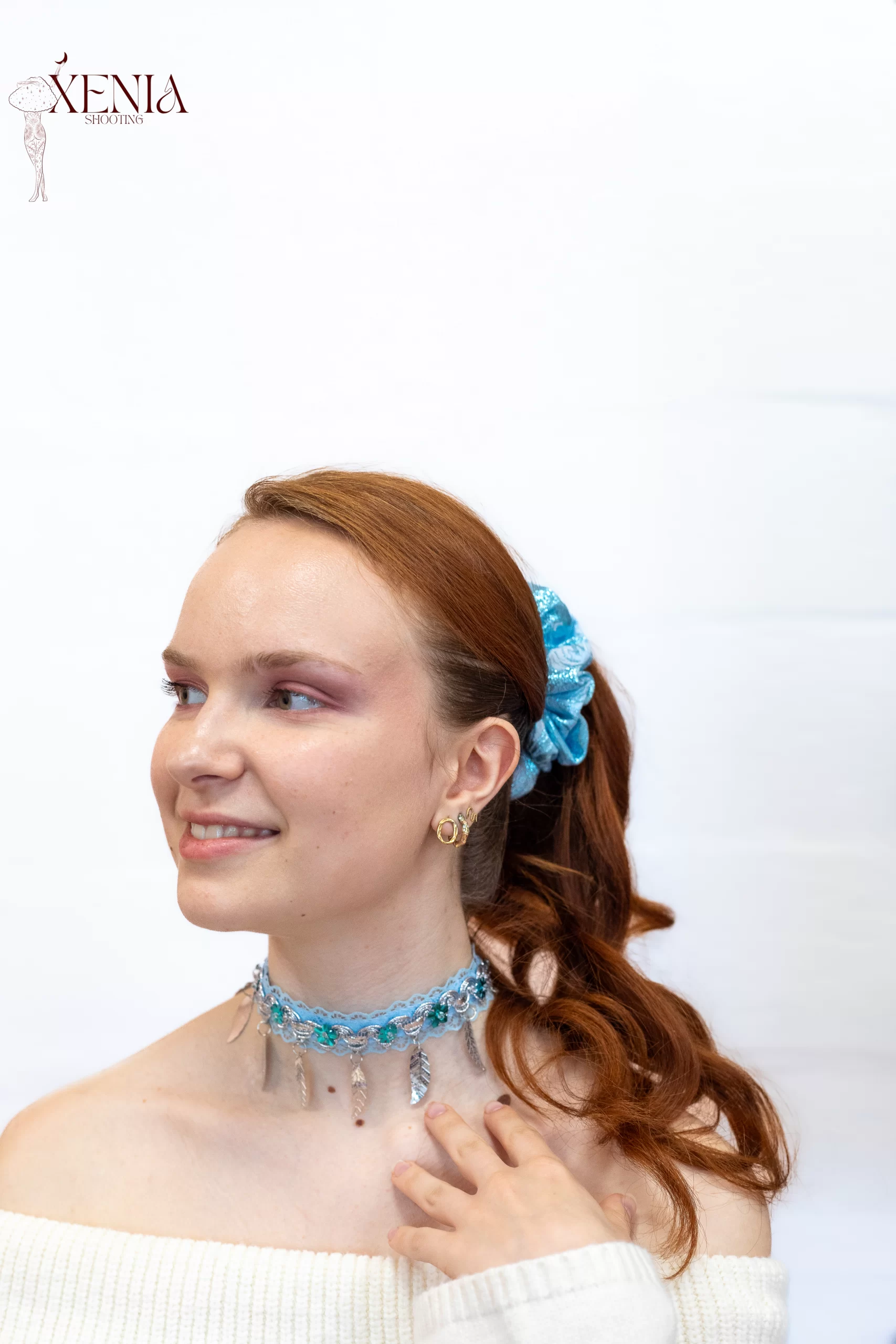 chouchou cheveux made in france bleu ciel