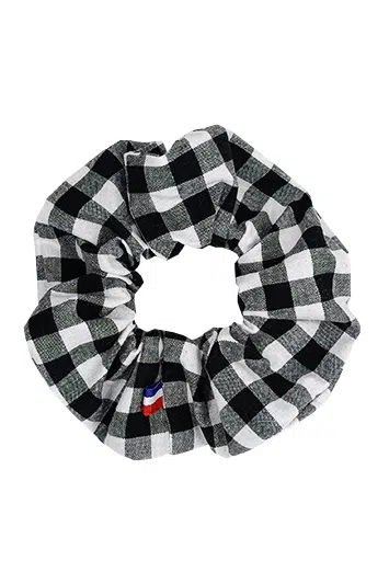 chouchou cheveux vichy noir et blanc made in france