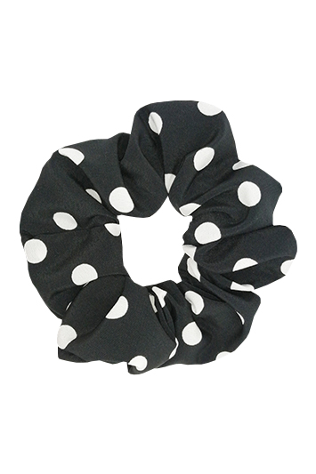 chouchou cheveux made in france fait main noir pois blancs