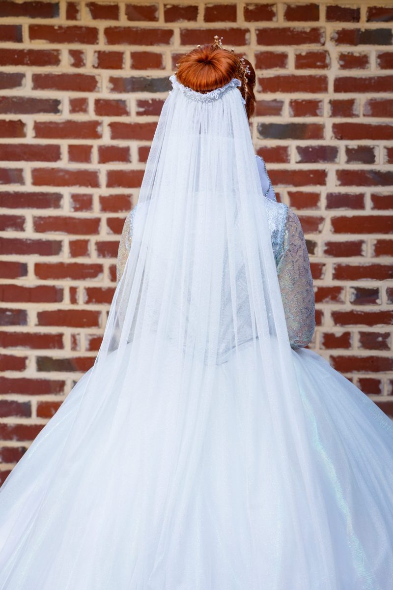 voile de mariée à paillettes argentées