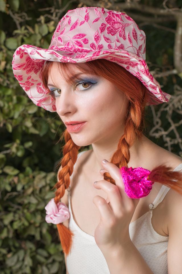 chapeau de soleil rose à fleurs made in france