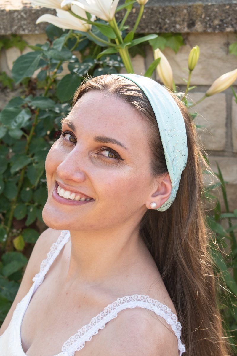 bandeau cheveux vert lagon