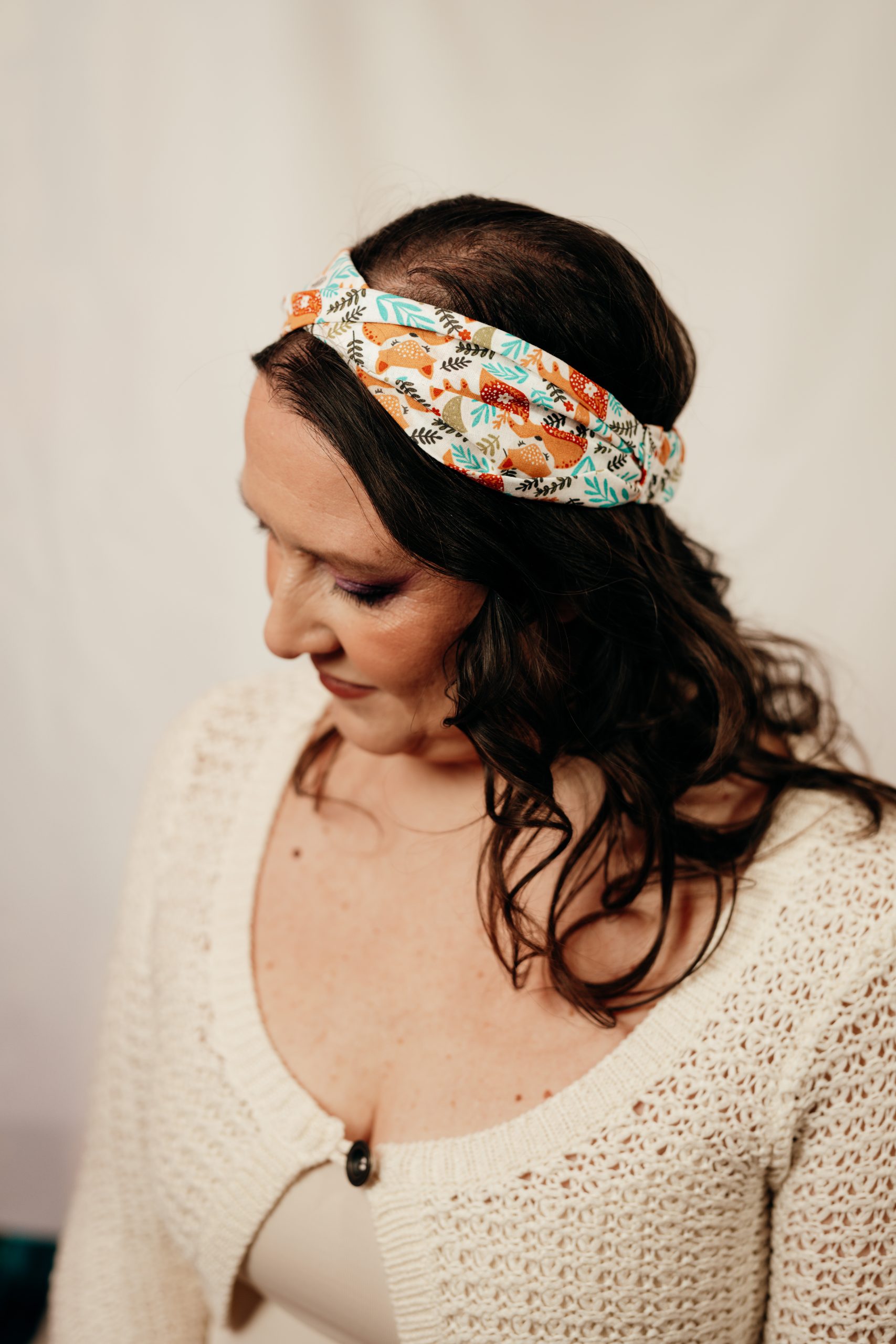 bandeau cheveux made in france imprimé renards