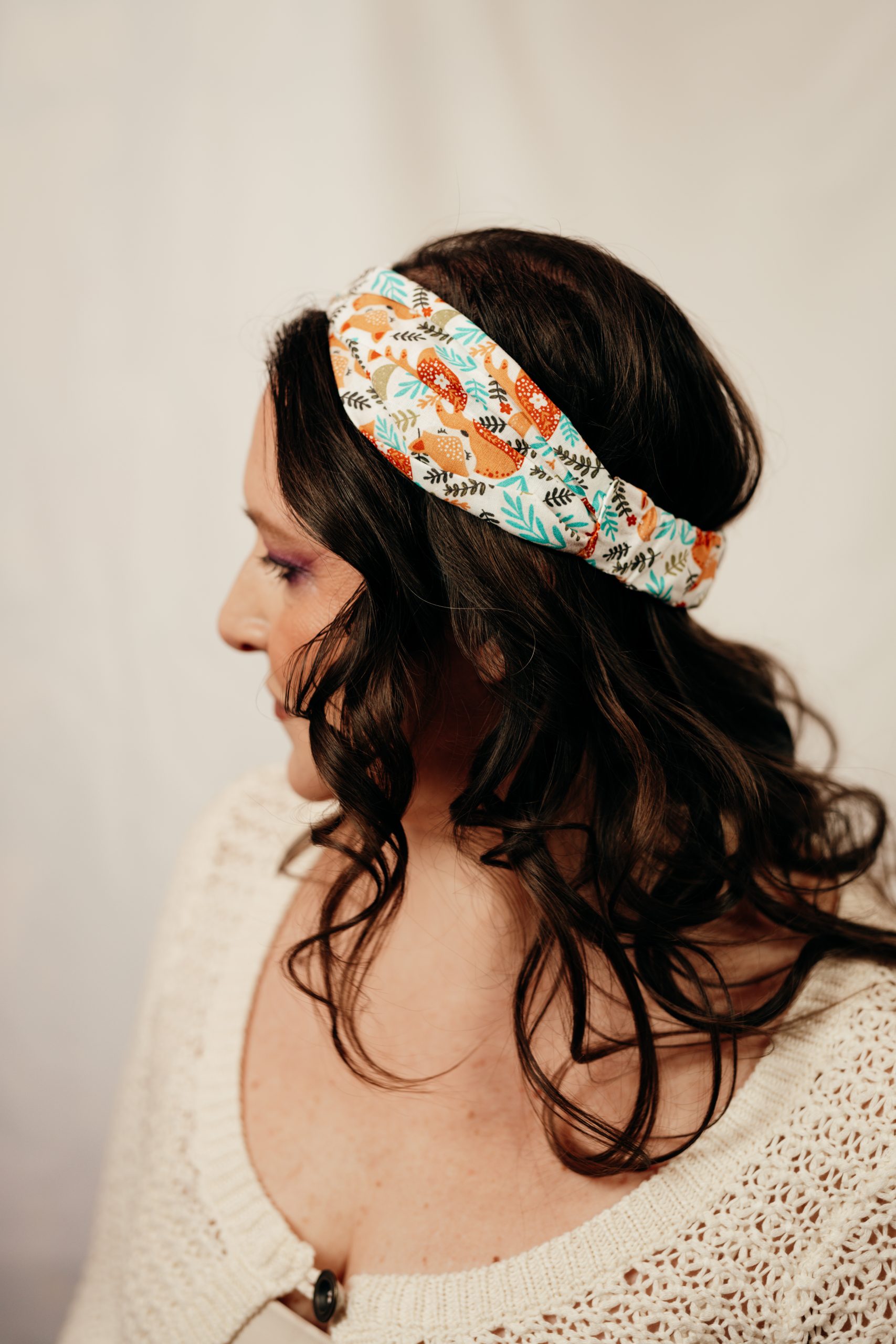 bandeau cheveux made in france imprimé renards
