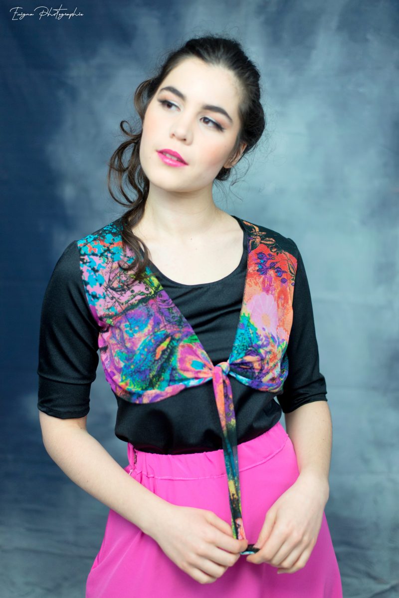 haut femme noir multicolore made in france