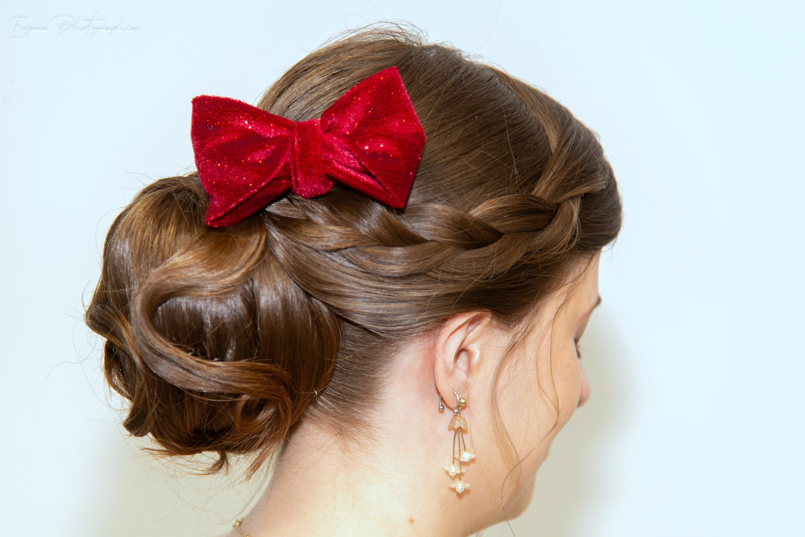 noeud pour cheveux en velours bordeaux pailleté made in france