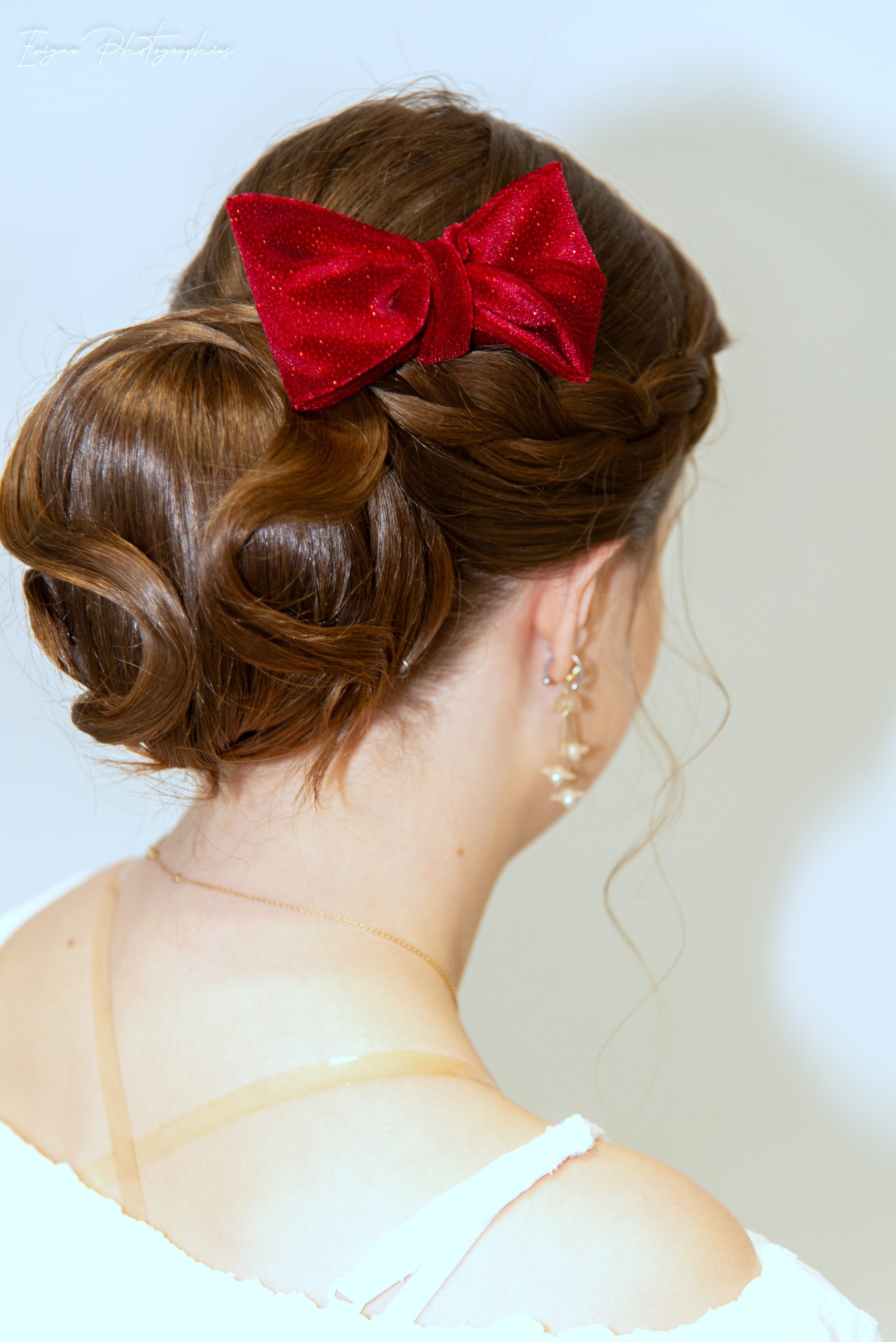 noeud pour cheveux en velours bordeaux pailleté made in france