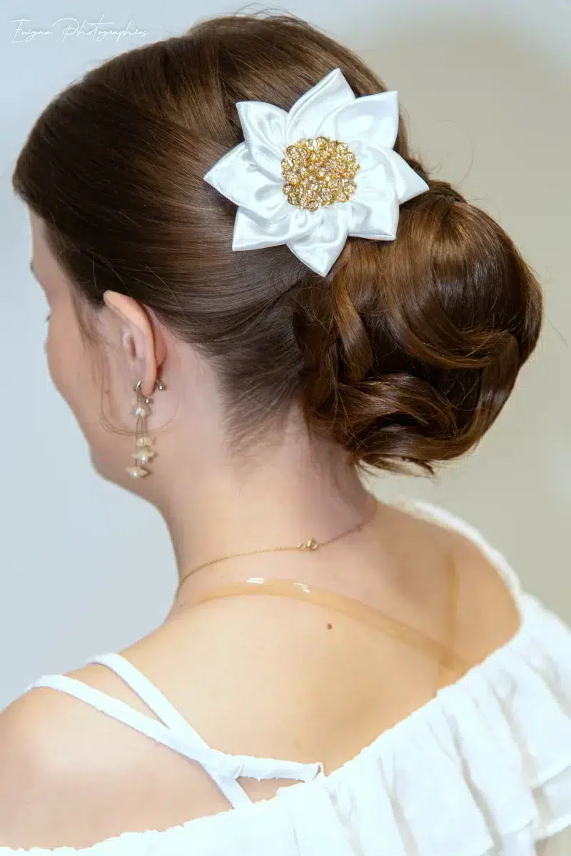 accessoire cheveux fleur edelweiss made in france fait main haute couture brodé
