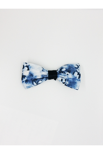 noeud cheveux bleu jean fleurs fabriqué en france