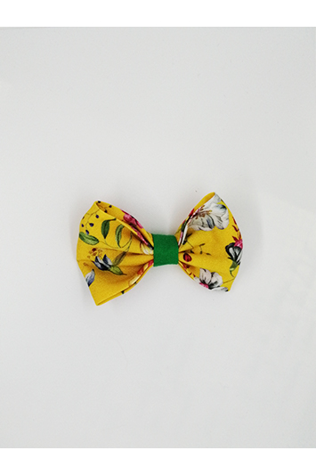 noeud pour cheveux jaune viscose fleurs