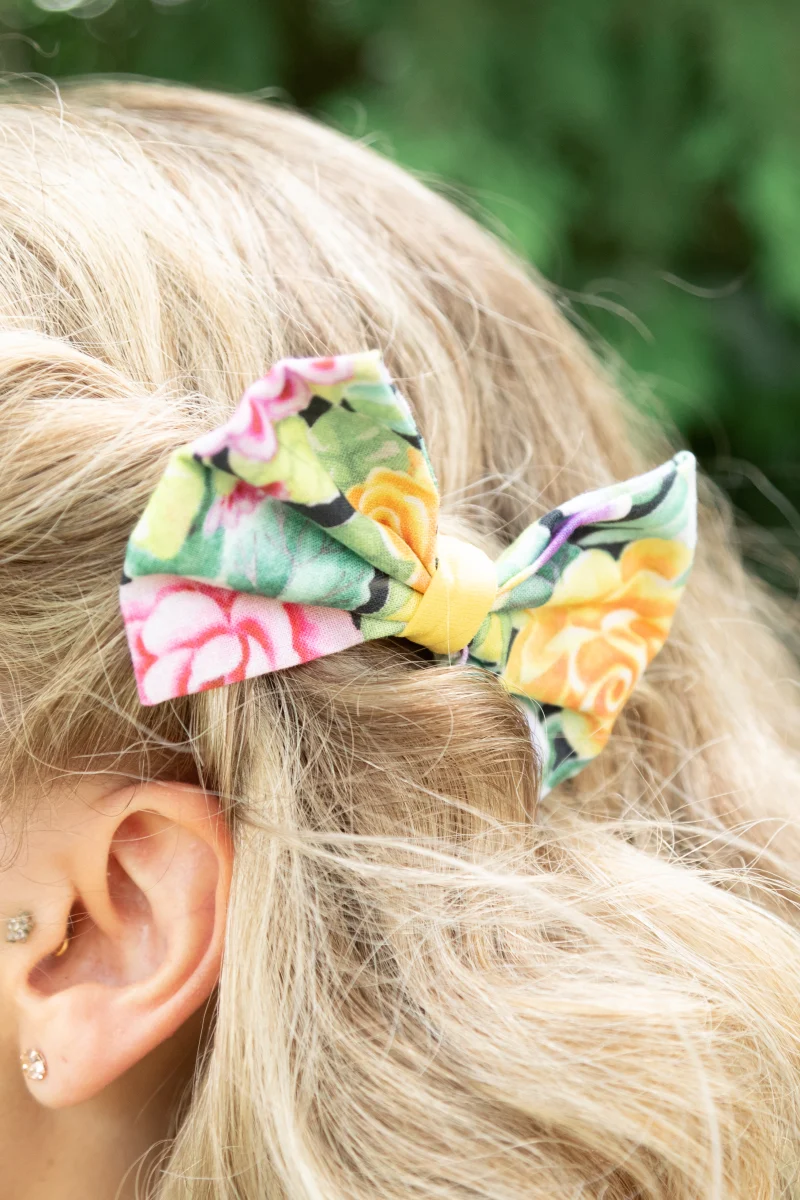 noeud jaune made in france pour les cheveux