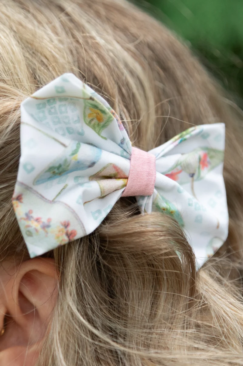 noeud pour les cheveux blanc imprimé made in france