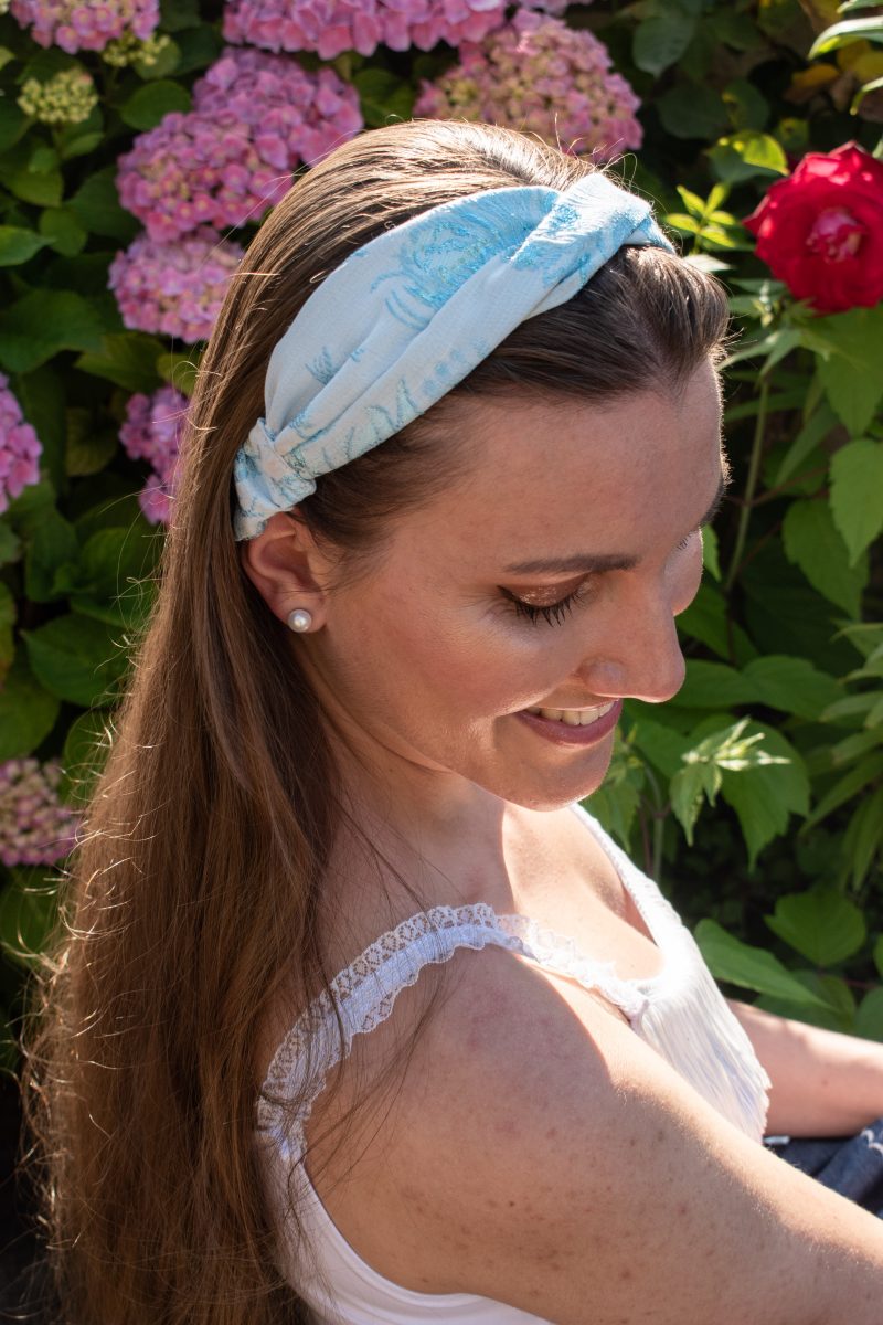 bandeau cheveux femme bleu ciel made in france
