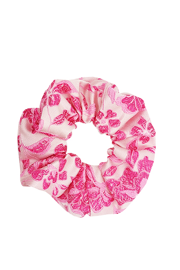 chouchou cheveux made in france fait main brocart rose à fleurs