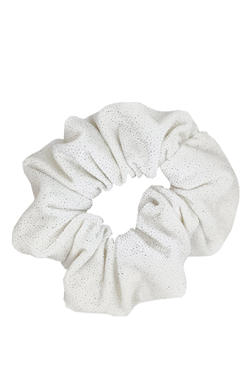 Gros chouchou cheveux en velours blanc pailleté argent Made in France Place Vendôme