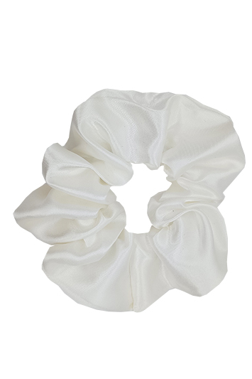 Grand chouchou cheveux made in France en satin uni ivoire Crème fouettée
