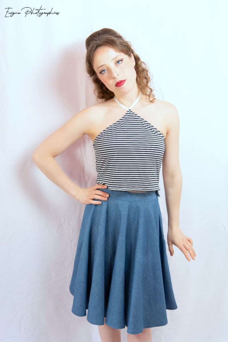 crop top pour femme rayé noir et blanc made in france