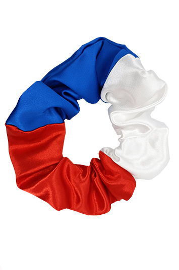 chouchou cheveux made in france en satin bleu blanc rouge