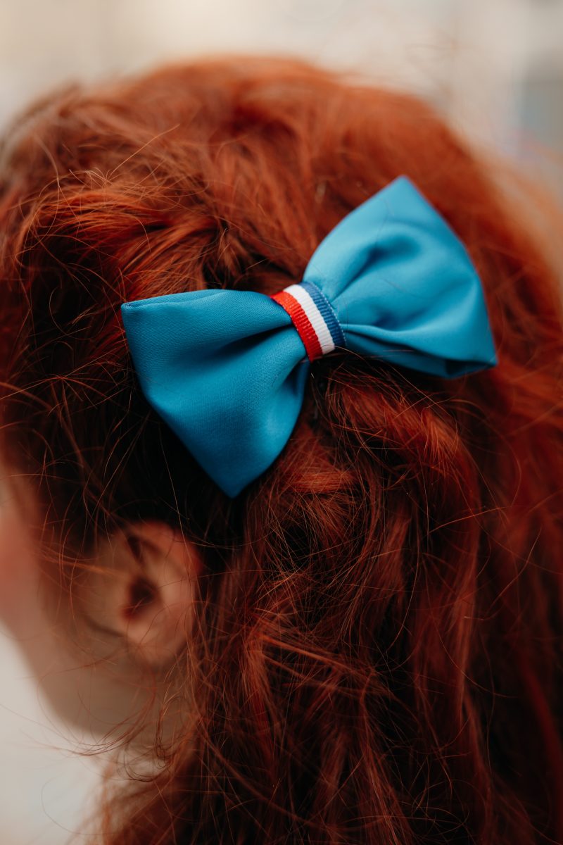 noeud bleu pour cheveux made in france