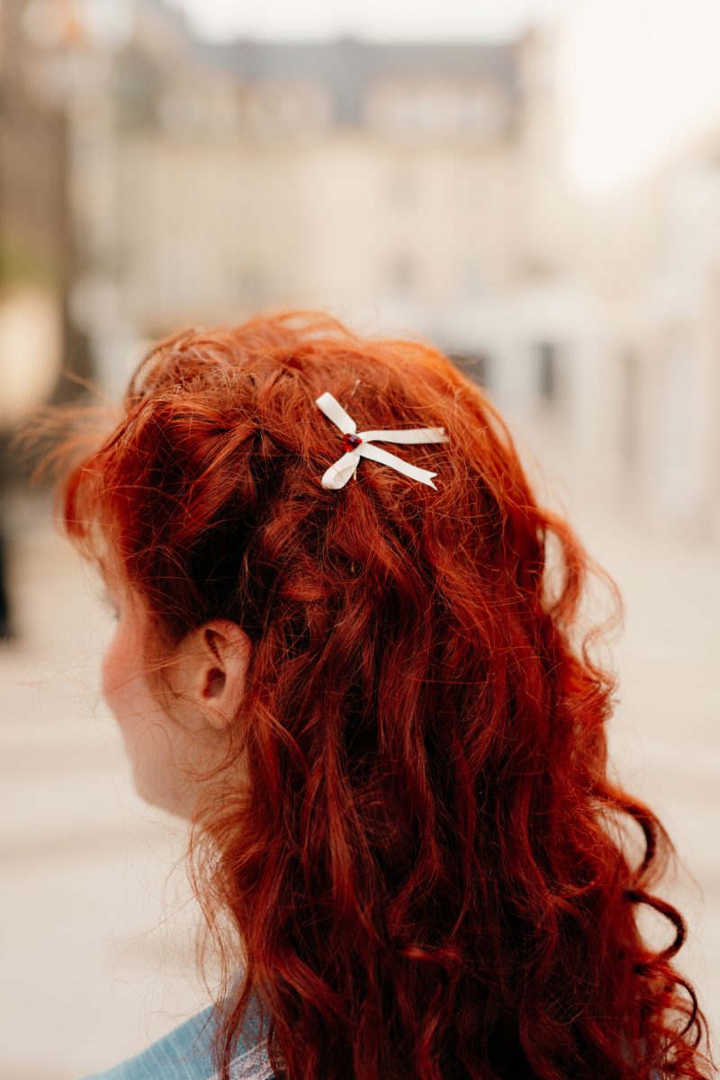 noeud ivoire pour cheveux sur pince