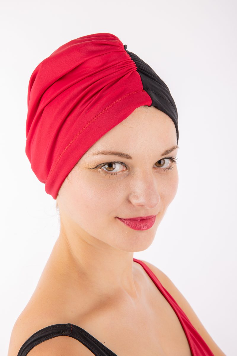 turban femme made in france rouge et noir harley quinn