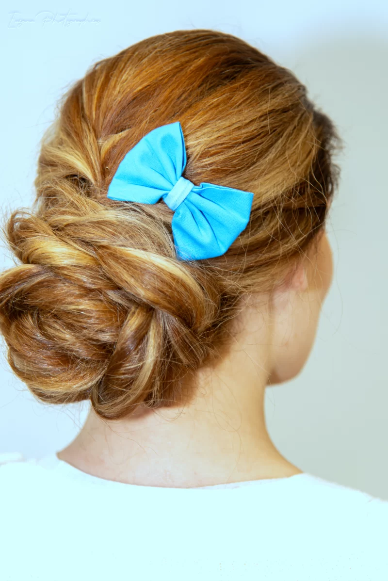 noeud bleu uni pour cheveux made in france